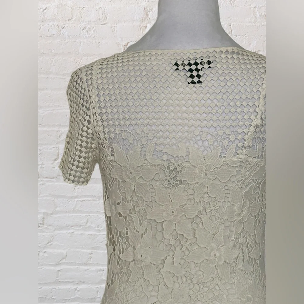 Lauren Ralph Lauren Ivory Floral Net Lace Event Dress Cottagecore Fairy S XS - Picture 7 of 11